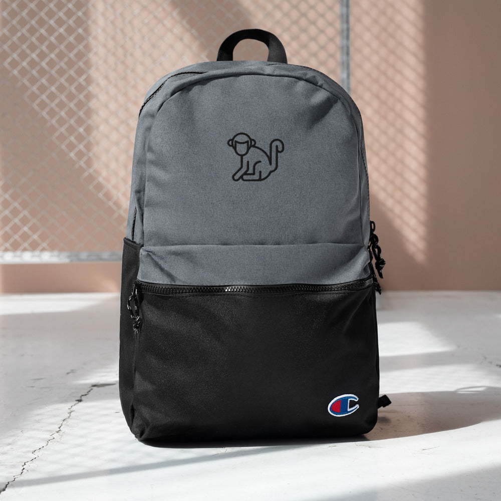 Fabs & Co x Champion Embroidered Black Logo Backpack