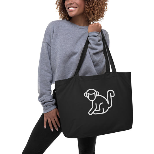 Large White Logo Organic Tote Bag